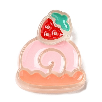 Translucent Resin Imitation Food Decoden Cabochons, with Enamel, Strawberry Cake Roll, Food, 25x21.5x6mm
