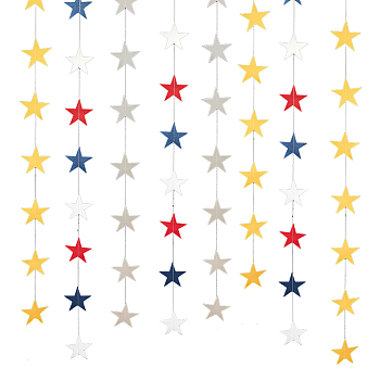 AHADEMAKER 6 Bags 3 Colors Glitter Paper Star Garland Banner Decoration, Hanging Bunting Banner Backdrop for Engagement, Wedding, Baby Shower, Birthday, Christmas Decor, Mixed Color, Star: 65x68x0.2mm, 4m/bag, 2 bag/color