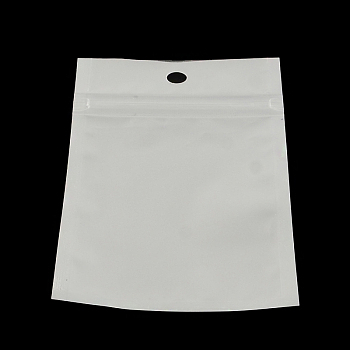Pearl Film Plastic Zip Lock Bags, Resealable Packaging Bags, with Hang Hole, Top Seal, Self Seal Bag, Rectangle, White, 26x18cm, inner measure: 21.5x16cm