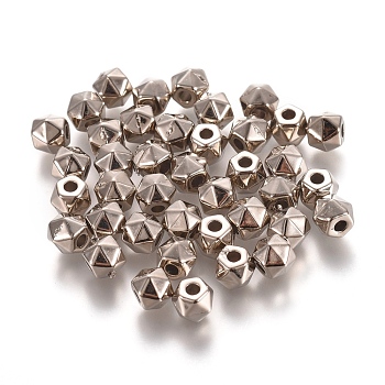CCB Plastic Beads, Column, Platinum, 4x5mm, Hole: 1.6mm