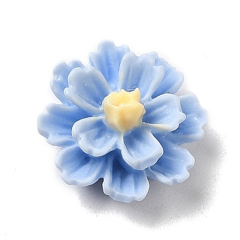 Opaque Resin Cabochons, 3D Flower, Cornflower Blue, 11.5x6.5mm