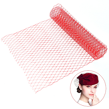 1M Polyester Mesh Fabric, for DIY Bride Veils Hats Fascinators, Crimson, 28cm