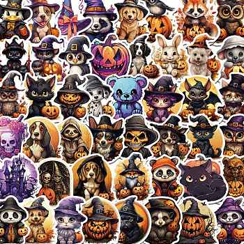 Halloween PVC Self Adhesive Stickers, Waterproof Decals, for Suitcase, Skateboard, Refrigerator, Helmet, Mobile Phone Shell, Colorful, 40~60mm, 50pcs/set.