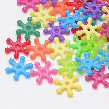 Acrylic Beads, Snowflake, Mixed Color, 15.5x14x3mm, Hole: 1.5mm, about 2770pcs/500g