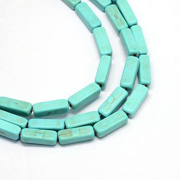 Synthetic Turquoise Bead Strands, Dyed, Cuboid, Turquoise, 13.5x5x4mm, Hole: 1mm, about 29pcs/strand, 15.3 inch