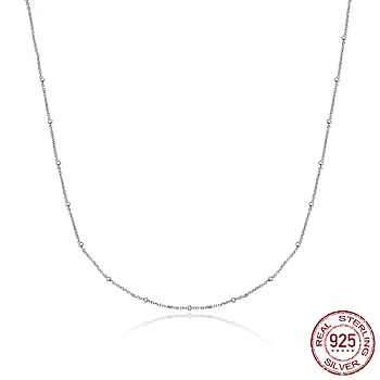 925 Sterling Silver Satellite Chains Necklaces, Platinum, 18.90 inch(48cm)