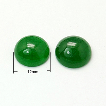 Natural White Jade Cabochons, Dyed,  Half Round, Green, 12x5mm