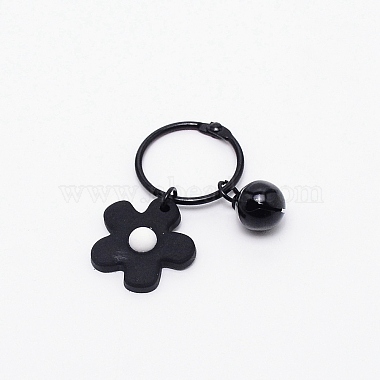 Black Flower Plastic Keychain
