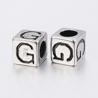 304 Stainless Steel Large Hole Letter European Beads(STAS-H428-01AS-G)-2