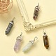 5Pcs 5 Styles Natural Mixed Gemstone Double Terminated Pointed Pendants(G-YW0001-45)-5