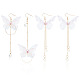 anattasoul 2 paires 2 style papillon en tissu avec boucles d'oreilles pendantes en perles de plastique(EJEW-AN0002-84)-1