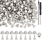 100 Sets Brass Pegging, with Iron Pins, 1Pc Leather Punch Leathercraft Hole Craft, 1Pc Iron Screwdriver, Platinum, 9.5x6.5mm(FIND-OC0013-90P)