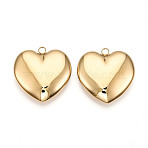 304 Stainless Steel Big Pendants, Heart Charm, Real 14K Gold Plated, 50.1x50.5x13mm, Hole: 5mm(STAS-T064-65G)