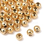 Real 24K Gold Plated Brass Round Spacer Beads, 3x2mm, Hole: 1mm(X-PALLOY-M029-03G)