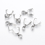 Tarnish Resistant 304 Stainless Steel Pendant Pinch Bails, Stainless Steel Color, 13x11x4.5mm, Hole: 6x4mm(STAS-H443-31P)