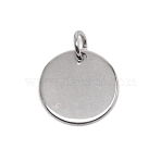 201 Stainless Steel Flat Round Tag Pendants, with Jump Rings, Stainless Steel Color, 15x1mm, Hole: 4mm(STAS-WH0025-21C)