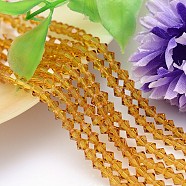 Faceted Imitation Austrian Crystal Bead Strands, Grade AAA, Bicone, Goldenrod, 8x8mm, Hole: 0.9~1mm, about 50pcs/strand, 15.7 inch(G-M180-8mm-07A)