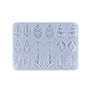 Pendant Silicone Molds, Resin Casting Molds, For UV Resin, Epoxy Resin Jewelry Making, Mixed Shapes, White, 183x133x5.5mm, Hole: 2.5mm and 4x3.5mm, 27~40.5x20~28mm Inner Diameter(X-DIY-L021-71)