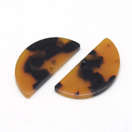 Cellulose Acetate(Resin) Semi Circle Pendants, Half Round, Goldenrod, 23.5x12x2.5mm, Hole: 1.5mm(X-KY-S111A-A301)