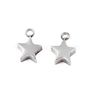 304 Stainless Steel Charms, Star, Stainless Steel Color, 10x7.5x4mm, Hole: 1.8mm(STAS-N095-138)