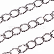 Iron Chains, Unwelded, Twisted Chains, Unwelded, Oval, with Spool, Lead Free & Nickel Free, Gunmetal, 8x6x1mm(CH-DK1.0-B-FF)