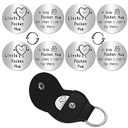 4Pcs Stainless Steel Commemorative Coins, Pocket Hug Coin, Inspirational Quote Coin, Flat Round, Stainless Steel Color, with 1Pc PU Leather Guitar Clip, Heart, 30x2mm(AJEW-CN0001-96)