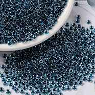 MIYUKI Round Rocailles Beads, Japanese Seed Beads, (RR3207) Magic Royal Aqua Lined Crystal, 8/0, 3mm, Hole: 1mm, about 422~455pcs/bottle, 10g/bottle(SEED-JP0009-RR3207)