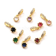 Brass Micro Pave Cubic Zirconia European Dangle Charms, Large Hole Charms, Real 18K Gold Plated, Cadmium Free & Lead Free, Crown, Mixed Color, 9x6.5x3.5mm, Hole: 5.3x3.6mm(KK-A156-15G-RS)