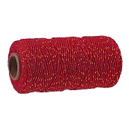Two Tone Cotton String Threads, Macrame Cord, Decorative String Threads, for DIY Crafts, Gift Wrapping and Jewelry Making, FireBrick, 2mm, about 109.36 Yards(100m)/Roll(PW-WG56603-27)