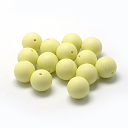 Food Grade Eco-Friendly Silicone Beads, Round, Champagne Yellow, 14~15mm, Hole: 2mm(SIL-R008C-33)