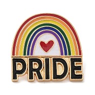 Pride Rainbow Theme Enamel Pins, Light Gold Alloy Badge for Backpack Clothes, Colorful, Rainbow, 24.5x25x1.5mm(JEWB-G031-01U)