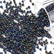 12/0 Glass Seed Beads, Iris Round, Colorful, 2mm, Hole: 1mm, about 6666pcs/100g(X1-SEED-A009-2mm-605)