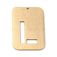 Ion Plating(IP) 304 Stainless Steel Pendants, Rectangle with Alphabet, Hollow, Letter.L, 32x22x1mm, Hole: 1.5mm(STAS-K216-49L-G)