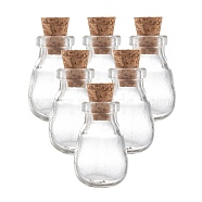 Oval Glass Bottle for Bead Containers, with Cork Stopper, Wishing Bottle, Clear, 25x15mm, Hole: 6mm, Bottleneck: 9mm in diameter, Capacity: 1.2ml(0.04 fl. oz)(AJEW-R045-09)