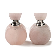 Natural Rose Quartz Dropper Perfume Bottles, with Stainless Steel Color Tone 304 Stainless Steel Findings, SPA Aromatherapy Essemtial Oil Empty Bottle, 4.2x2.35~2.4x6.1cm(DJEW-H010-04P-02)