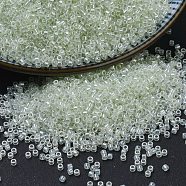MIYUKI Delica Beads, Cylinder, Japanese Seed Beads, 11/0, (DB1474) Transparent Pale Green Mist Luster, 1.3x1.6mm, Hole: 0.8mm, about 20000pcs/bag, 100g/bag(SEED-J020-DB1474)