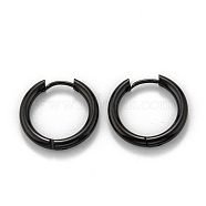 304 Stainless Steel Huggie Hoop Earrings, Hypoallergenic Earrings, Thick Hoop Earrings, Ring, Electrophoresis Black, 10 Gauge, 17.5x18x2.5mm(EJEW-O087-09D-EB)