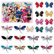 38Pcs 19 Style Resin Pendants, with Alloy Findings, Butterfly & Dragonfly, Mixed Color, 21~22x28~29.5x4.5~5.5mm, Hole: 1.6~2.5mm, 2pcs/style(RESI-SZ0002-69)