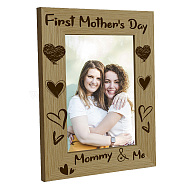 Mother's Day Natural Wood Photo Frames, for Tabletop Display Photo Frame, Rectangle, Heart, 218x168mm, Inner Diameter: 142x90mm(AJEW-WH0292-037)
