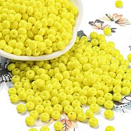 Imitation Jade Glass Seed Beads, Luster, Baking Paint, Round, Yellow, 5.5x3.5mm, Hole: 1.5mm(SEED-Z001-A-B17)