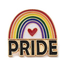 Pride Rainbow Theme Enamel Pins, Light Gold Alloy Badge for Backpack Clothes, Colorful, Rainbow, 24.5x25x1.5mm(JEWB-G031-01U)