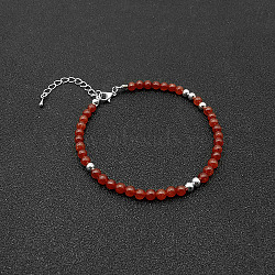 Natural Red Agate Bead Bracelet, 7-1/8 inch(18cm)(ZW6419-5)