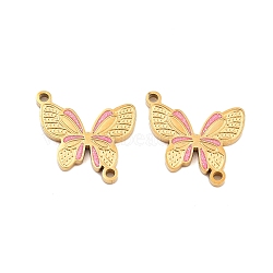 Ion Plating(IP) 304 Stainless Steel Connector Charms, with Hot Pink Enamel, Butterfly Links, Golden, 16x17x1.5mm, Hole: 1.4mm(STAS-S140-07G)