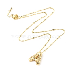 Brass Micro Pave Clear Cubic Zirconia Pendant Necklaces, Letter A, 17.72 inch(450mm), Letter A: 21x18mm(NJEW-Z038-01G-A)