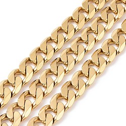 304 Stainless Steel Cuban Link Chains, Twisted Chains, Unwelded, Golden, 10mm, Links: 13.5x10x3mm(CHS-L020-023G)
