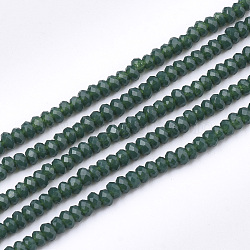 Opaque Solid Color Glass Beads Strands, Faceted, Rondelle, Dark Slate Gray, 2~2.5x1~1.5mm, Hole: 0.5mm, about 165~170pcs/strand, 11.81 inch~12.20 inch(30~31cm)(GLAA-S178-12A-11)