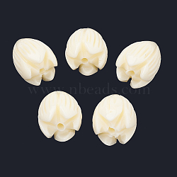 Dyed Synthetic Coral Beads, Jasmine Flower, Creamy White, 10.5~11x8~9mm, Hole: 1mm(X-CORA-N002-A-04L)