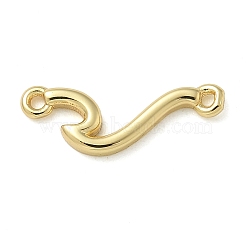 Rack Plating Brass Wave Shaped Links Connector Charms, Long-Lasting Plated, Lead Free & Cadmium Free, Real 18K Gold Plated, 16x5.5x1.5mm, Hole: 1mm(KK-K392-31G)