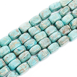 Natural Imperial Jasper Beads Strands, Dyed, Rectangle, Turquoise, 5.2~8.2x4.8~5.3x4.8~5.3mm, Hole: 1mm, about 47pcs/strand, 15.35 inch(39cm)(X-G-I269-02)