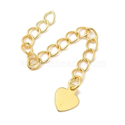 Rack Plating Brass Chain Extender, Cadmium Free & Lead Free, Long-Lasting Plated, Heart, Real 18K Gold Plated, 57mm(KK-A229-18G)